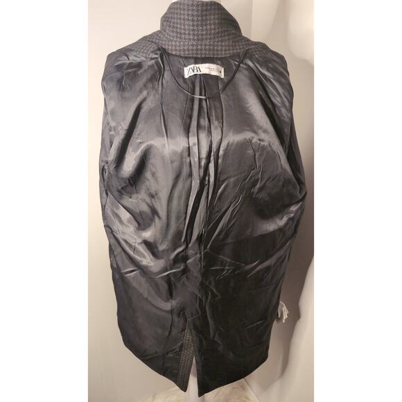 Zara Basic wool blend houndstooth heritage oversized long blazer jacket - Picture 9 of 12